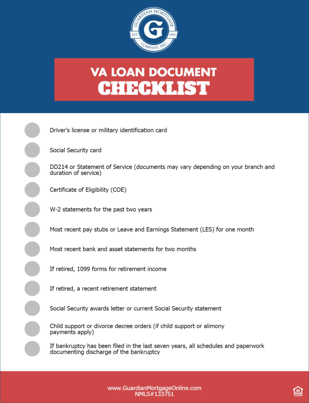 Kentucky VA Mortgage Loan Approval Checklist